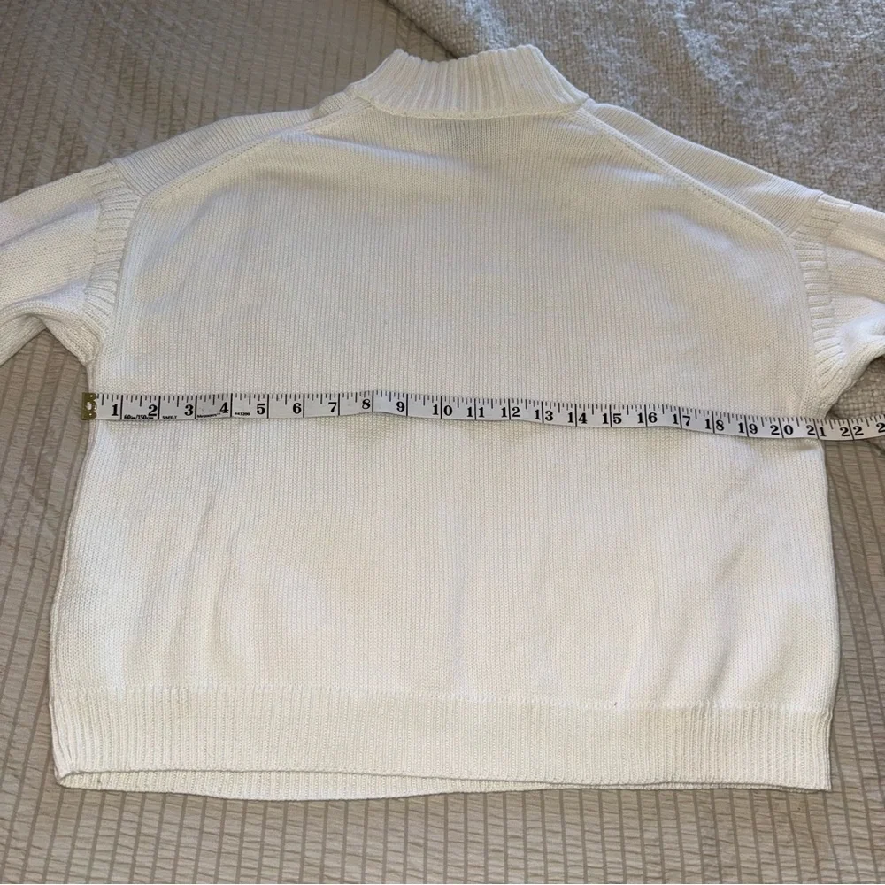 J Crew White Cashmere Cotton Mock Neck Sweater medium